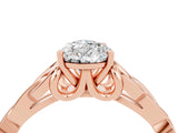 Rose gold Pear Cut Moissanite Solitaire Celtic Knot Ring with Four-Prong Setting_16