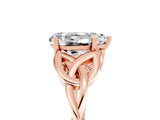 Rose gold Pear Cut Moissanite Solitaire Celtic Knot Ring with Four-Prong Setting_17