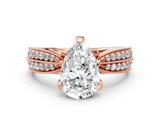 Rose gold Pear Cut Moissanite   Solitaire Diamond Ring with Milgrain Pavé Band and Four-Prong Setting_33
