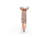 Rose gold Pear Cut Moissanite   Solitaire Diamond Ring with Milgrain Pavé Band and Four-Prong Setting_35
