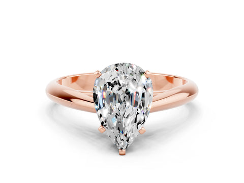 Rose gold Pear Cut Moissanite Solitaire Engagement Ring with Cathedral Setting and Four-Prong Mount_12