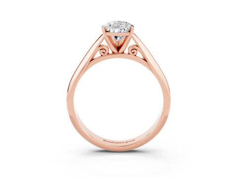 Rose gold Pear Cut Moissanite Solitaire Engagement Ring with Cathedral Setting and Four-Prong Mount_15