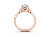 Rose gold Pear Cut Moissanite Solitaire Engagement Ring with Cathedral Setting and Four-Prong Mount_21