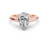 Rose gold Pear Cut Moissanite Solitaire Engagement Ring with Cathedral Setting and Four-Prong Mount_24
