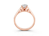 Rose gold Pear Cut Moissanite Solitaire Engagement Ring with Cathedral Setting and Four-Prong Mount_27