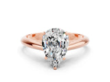 Rose gold Pear Cut Moissanite Solitaire Engagement Ring with Cathedral Setting and Four-Prong Mount_78