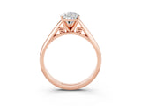 Rose gold Pear Cut Moissanite Solitaire Engagement Ring with Cathedral Setting and Four-Prong Mount_81