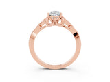 Rose gold Pear Cut Moissanite Solitaire Engagement Ring with Celtic Knot Band and Four-Prong Setting_3