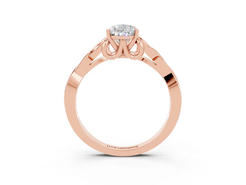 Rose gold Pear Cut Moissanite Solitaire Engagement Ring with Celtic Knot Band and Four-Prong Setting_3