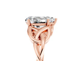Rose gold Pear Cut Moissanite Solitaire Engagement Ring with Celtic Knot Band and Four-Prong Setting_5