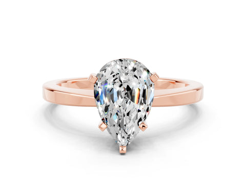 Rose gold Pear Cut Moissanite Solitaire Engagement Ring with Classic Band and Four-Prong Setting_24