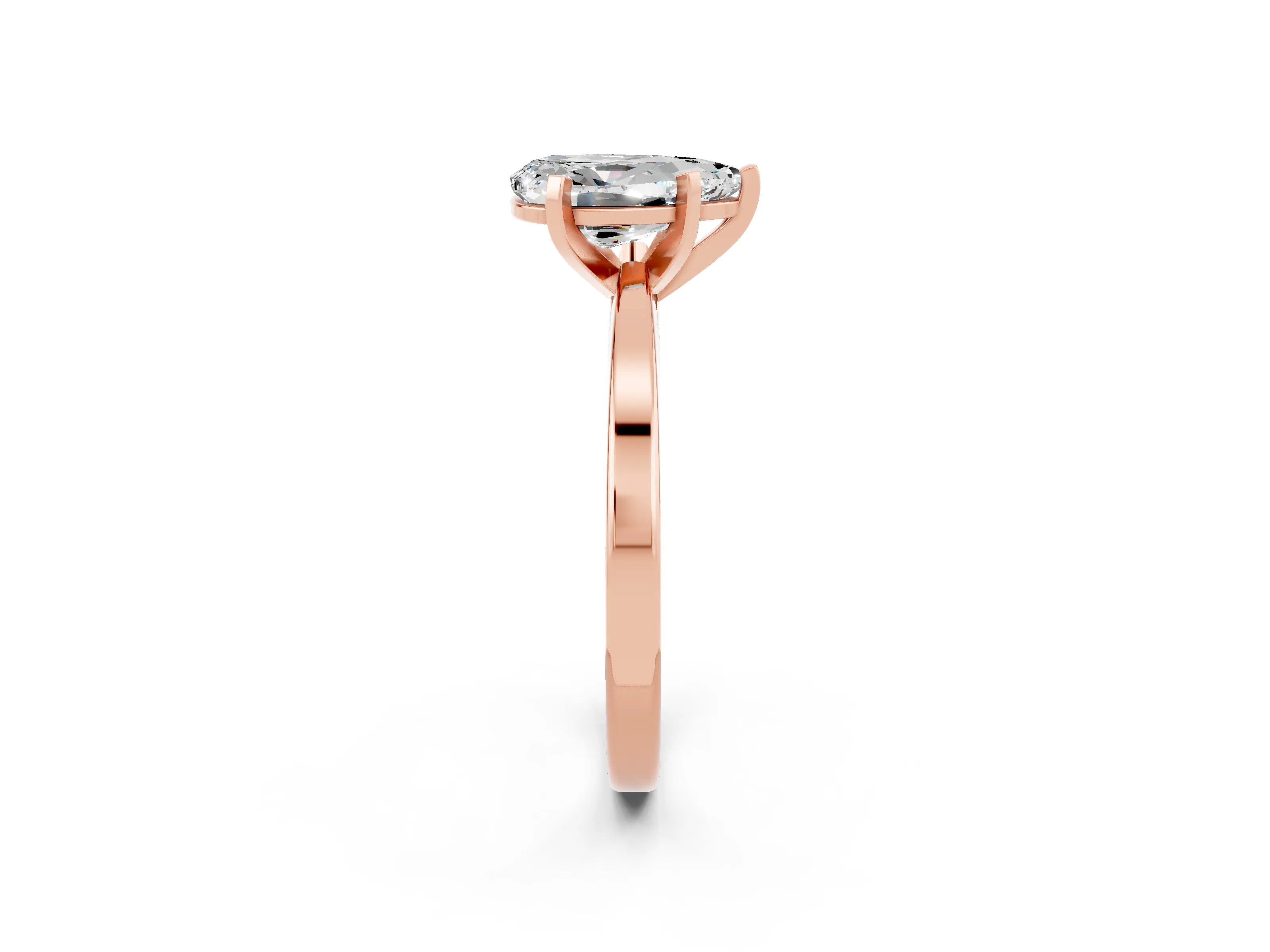 Rose gold Pear Cut Moissanite Solitaire Engagement Ring with Classic Band and Four-Prong Setting_26