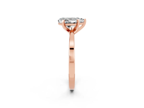 Rose gold Pear Cut Moissanite Solitaire Engagement Ring with Classic Band and Four-Prong Setting
