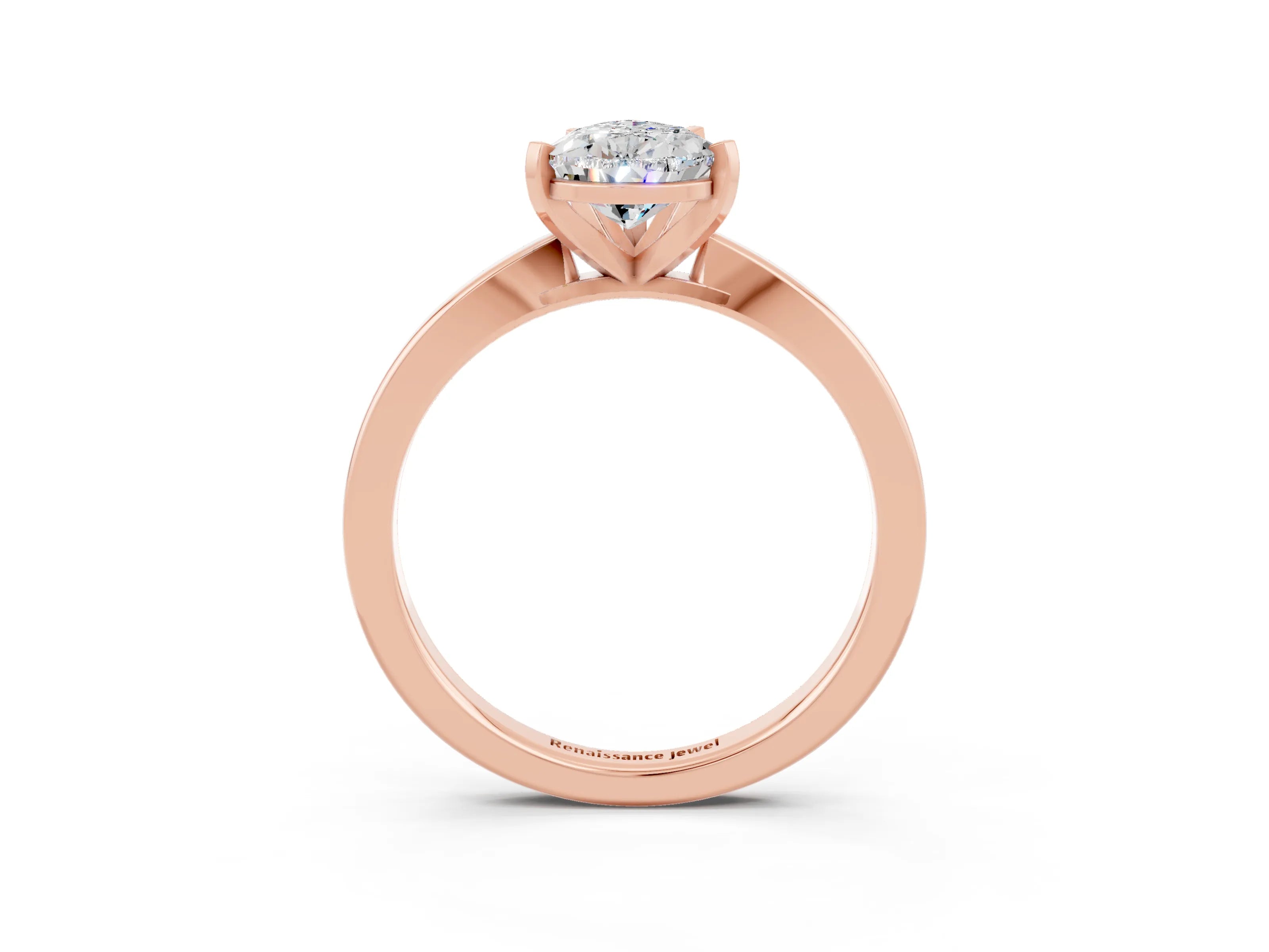 Rose gold Pear Cut Moissanite Solitaire Engagement Ring with Classic Band and Four-Prong Setting_27