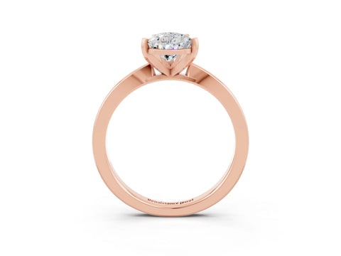 Rose gold Pear Cut Moissanite Solitaire Engagement Ring with Classic Band and Four-Prong Setting_27