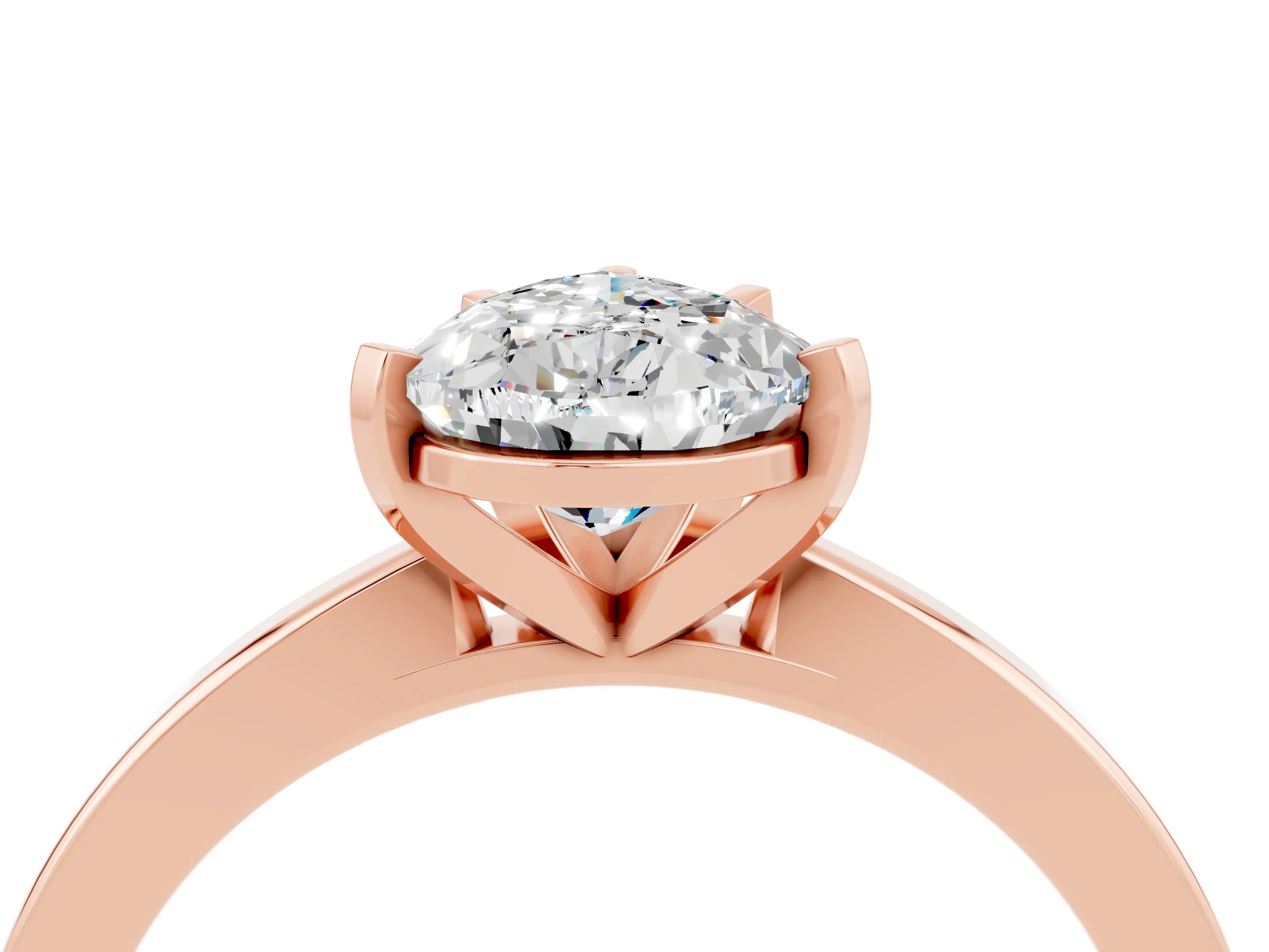 Rose gold Pear Cut Moissanite Solitaire Engagement Ring with Classic Band and Four-Prong Setting_28