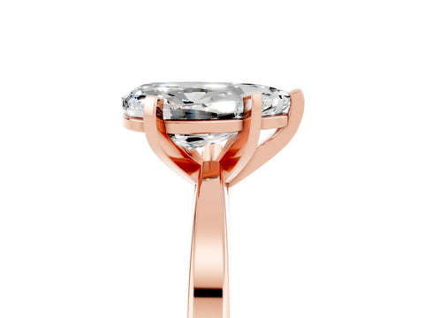 Rose gold Pear Cut Moissanite Solitaire Engagement Ring with Classic Band and Four-Prong Setting_29