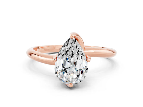 Rose gold Pear Cut Moissanite Solitaire Engagement Ring with Four-Prong Setting and Classic Band_12