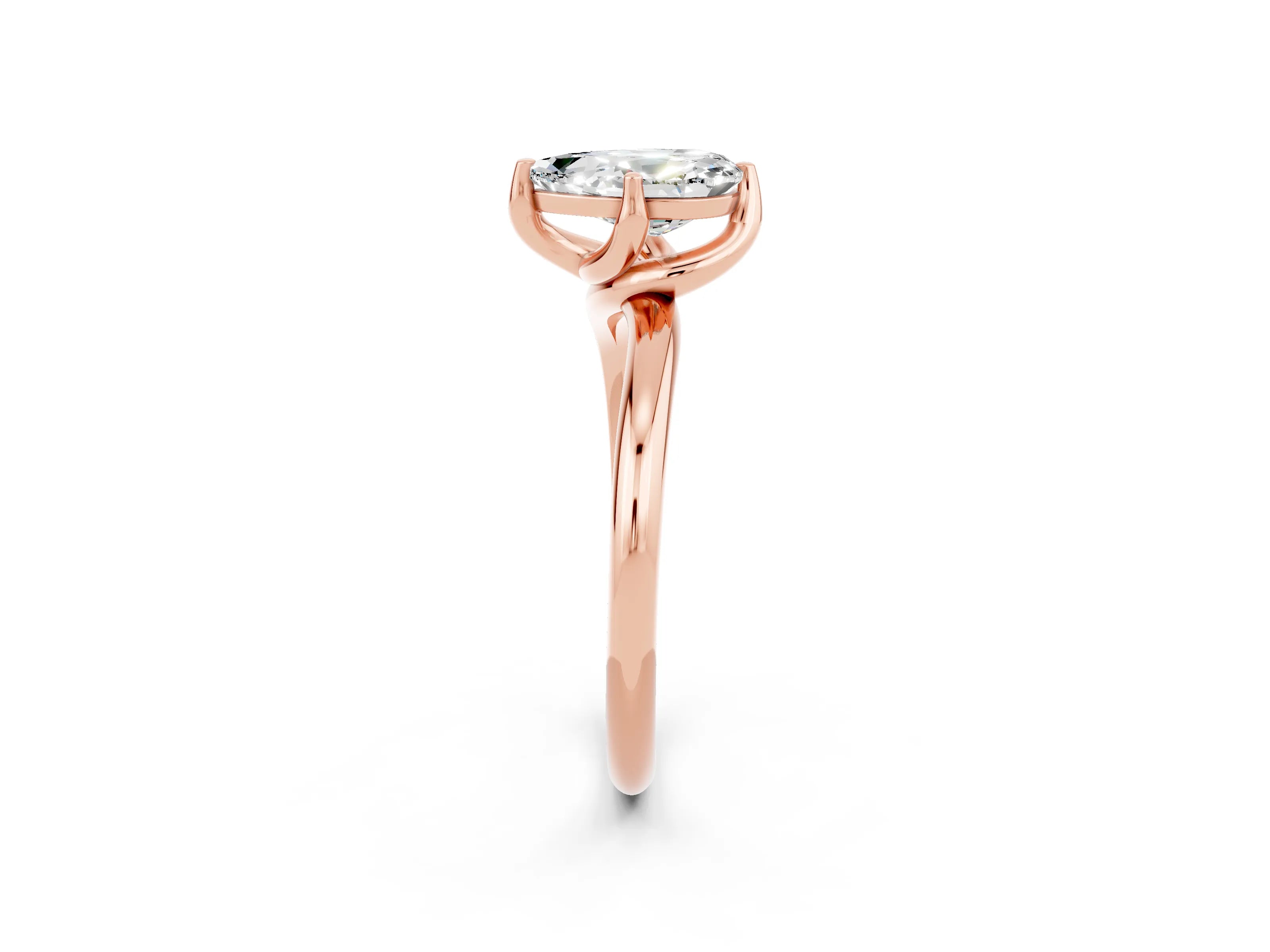 Rose gold Pear Cut Moissanite Solitaire Engagement Ring with Four-Prong Setting and Classic Band_14