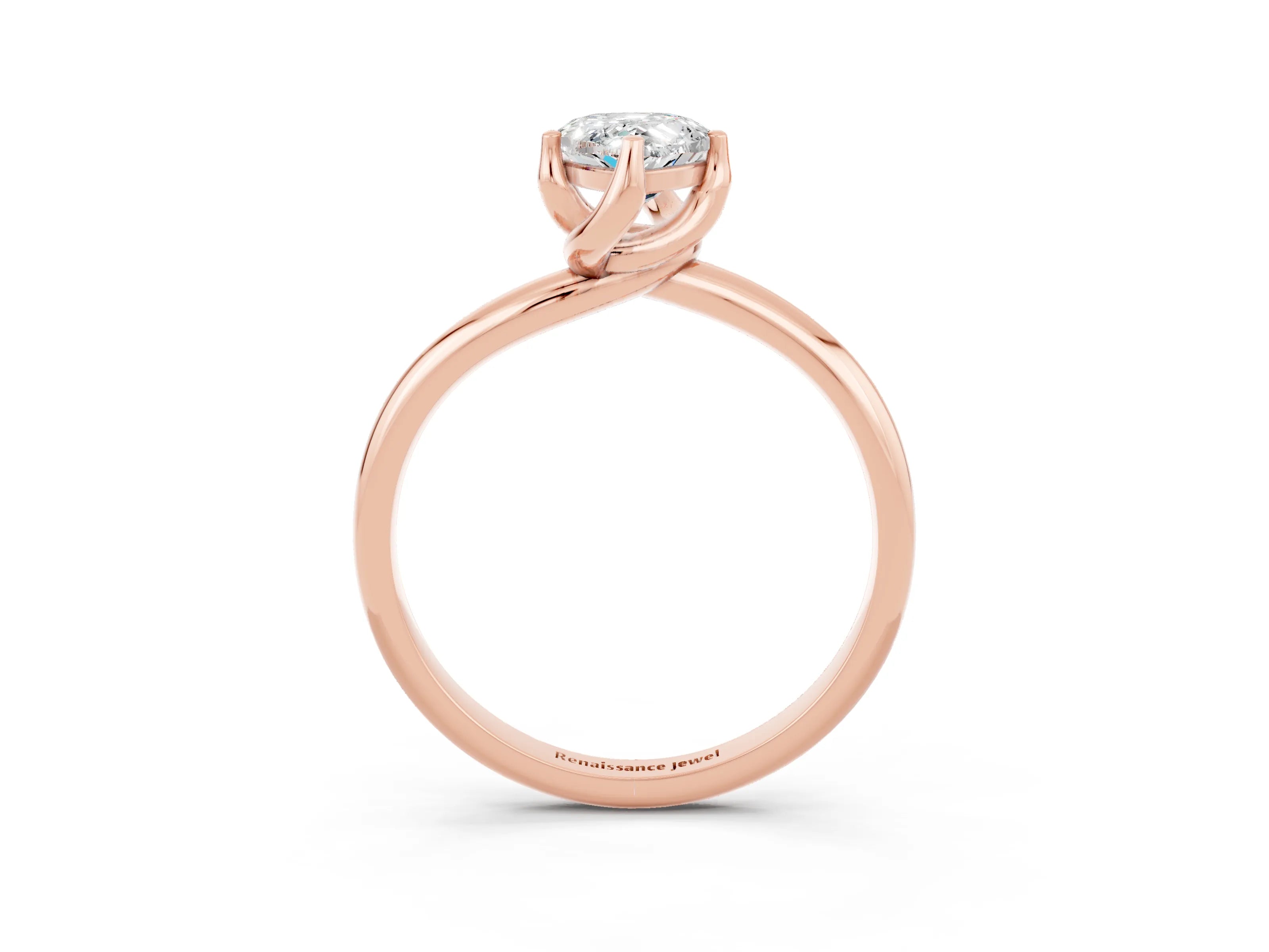 Rose gold Pear Cut Moissanite Solitaire Engagement Ring with Four-Prong Setting and Classic Band_15