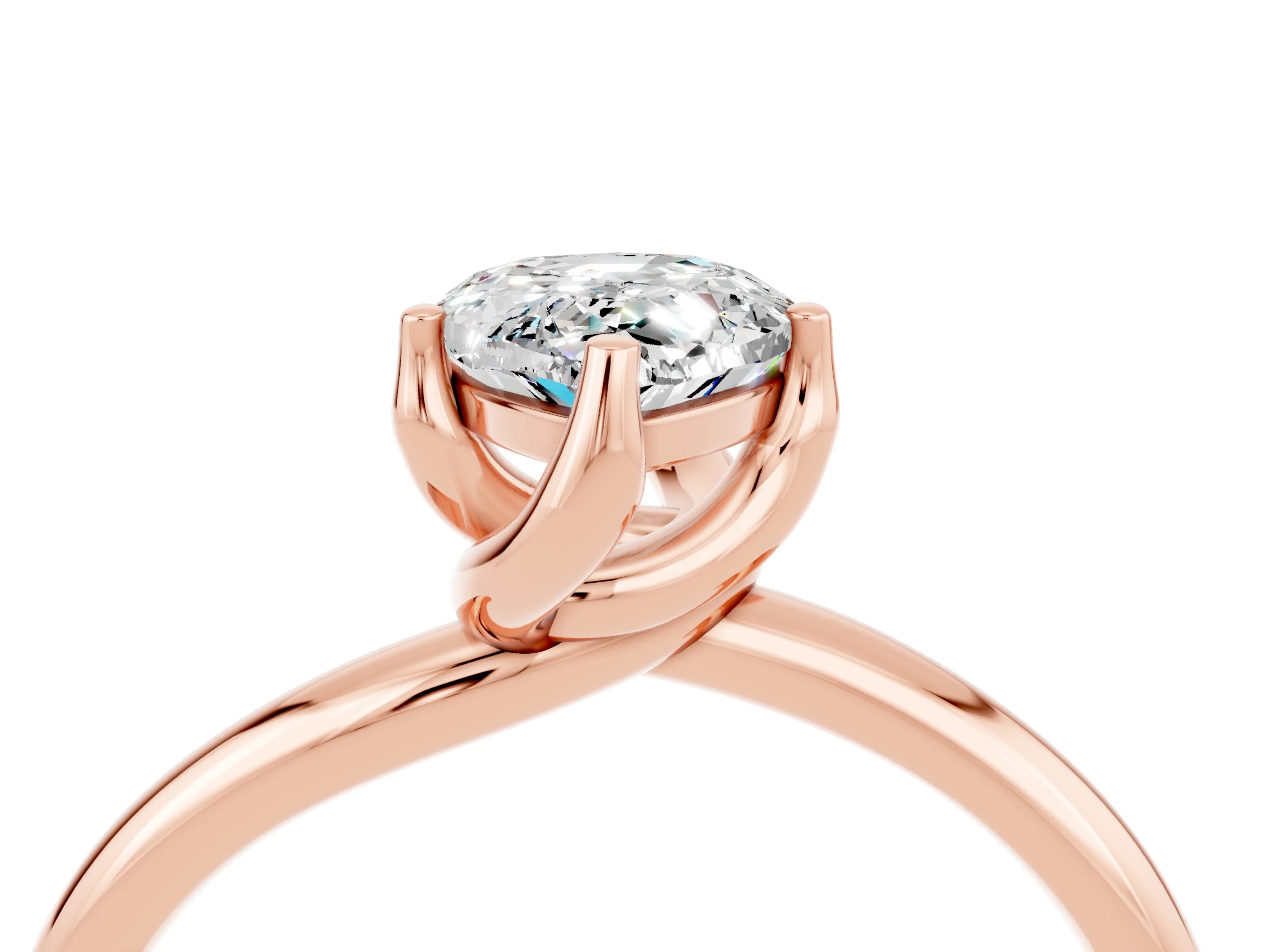 Rose gold Pear Cut Moissanite Solitaire Engagement Ring with Four-Prong Setting and Classic Band_16