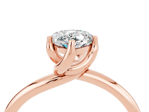 Rose gold Pear Cut Moissanite Solitaire Engagement Ring with Four-Prong Setting and Classic Band_16