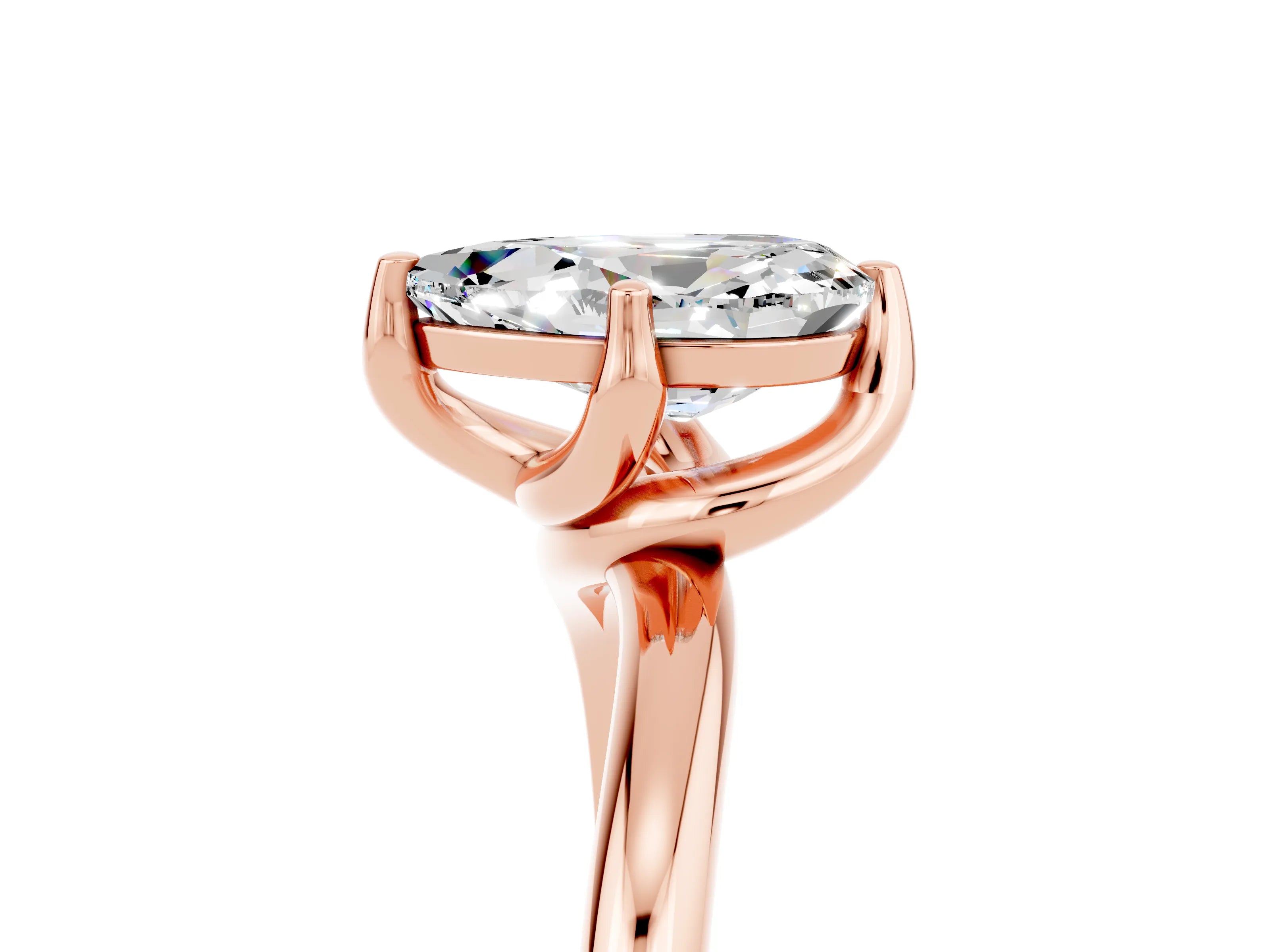 Rose gold Pear Cut Moissanite Solitaire Engagement Ring with Four-Prong Setting and Classic Band_17