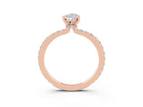 Rose gold Pear Cut Moissanite Solitaire Engagement Ring with Pavé Band and Four-Prong Setting_3