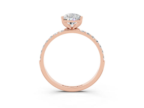 Rose gold Pear Cut Moissanite Solitaire Engagement Ring with Pavé Band and Prong Setting_3