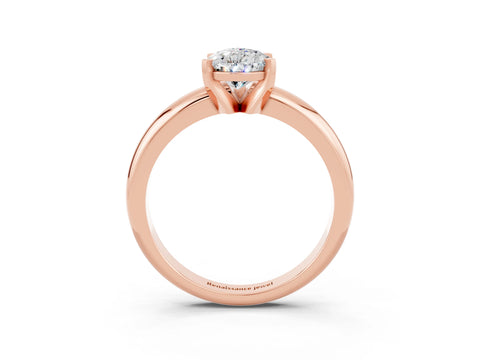 Rose gold Pear Cut Moissanite Solitaire Engagement Ring with Round Band and Four-Prong Setting_3