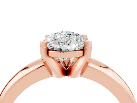 Rose gold Pear Cut Moissanite Solitaire Engagement Ring with Round Band and Four-Prong Setting_4