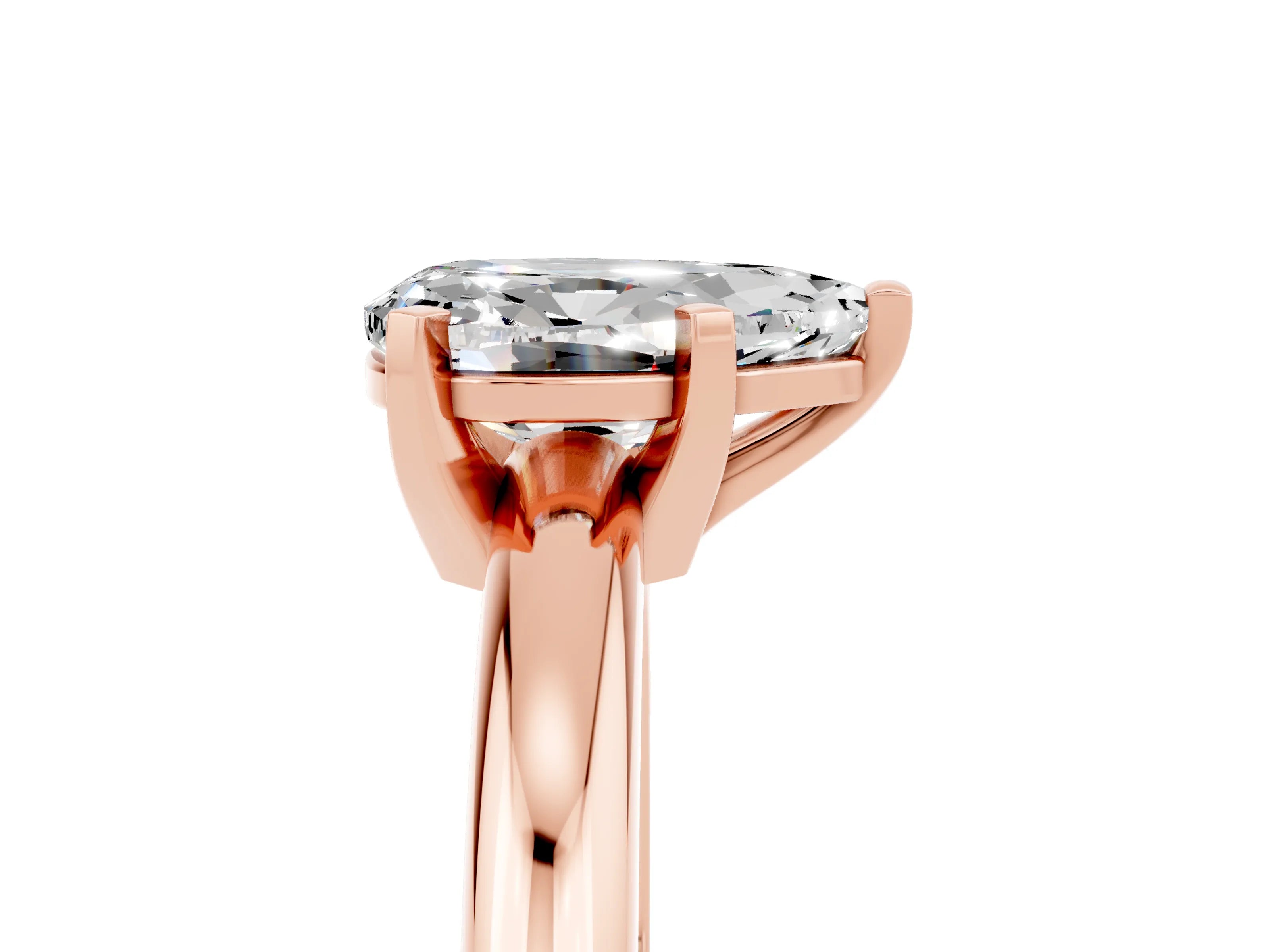 Rose gold Pear Cut Moissanite Solitaire Engagement Ring with Round Band and Four-Prong Setting_5