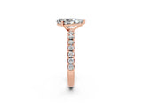 Rose gold Pear Cut Moissanite Solitaire Pavé Band with Four-Prong Setting_2