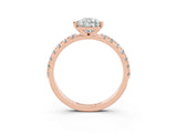 Rose gold Pear Cut Moissanite Solitaire Pavé Band with Four-Prong Setting_3