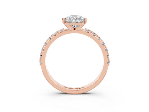 Rose gold Pear Cut Moissanite Solitaire Pavé Band with Four-Prong Setting_3
