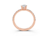 Rose gold Pear Cut Moissanite Solitaire Pavé Engagement Ring with Round Band and Prong Setting_15