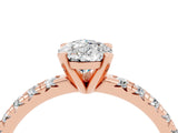 Rose gold Pear Cut Moissanite Solitaire Pavé Engagement Ring with Round Band and Prong Setting_16