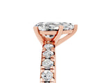 Rose gold Pear Cut Moissanite Solitaire Pavé Engagement Ring with Round Band and Prong Setting_17