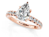 Rose gold Pear Cut Moissanite Solitaire Pavé Engagement Ring with Round Band and Prong Setting_73