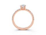 Rose gold Pear Cut Moissanite Solitaire Pavé Engagement Ring with Round Band and Prong Setting_75