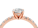Rose gold Pear Cut Moissanite Solitaire Pavé Engagement Ring with Round Band and Prong Setting_76
