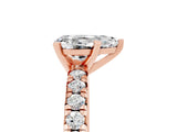 Rose gold Pear Cut Moissanite Solitaire Pavé Engagement Ring with Round Band and Prong Setting_77