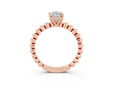 Rose gold Pear Cut Moissanite Solitaire Ring with Beaded Band and Prong Setting_3