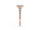 Rose gold Pear Cut Moissanite Solitaire Ring with Cathedral Setting and Pavé Band_2