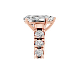 Rose gold Pear Cut Moissanite Solitaire Ring with Cathedral Setting and Pavé Band_5