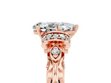 Rose gold Pear Cut Moissanite Solitaire Ring with Filigree Band and Four-Prong Setting_29