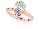 Rose gold Pear Cut Moissanite Solitaire Ring with Flower Prong Setting and Classic Band_13