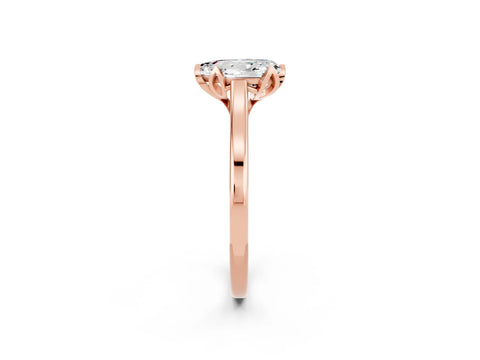 Rose gold Pear Cut Moissanite Solitaire Ring with Flower Prong Setting and Classic Band_14