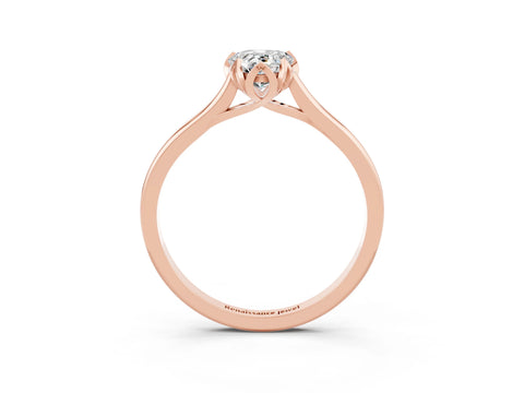 Rose gold Pear Cut Moissanite Solitaire Ring with Flower Prong Setting and Classic Band_15