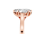 Rose gold Pear Cut Moissanite Solitaire Ring with Flower Prong Setting and Classic Band_17